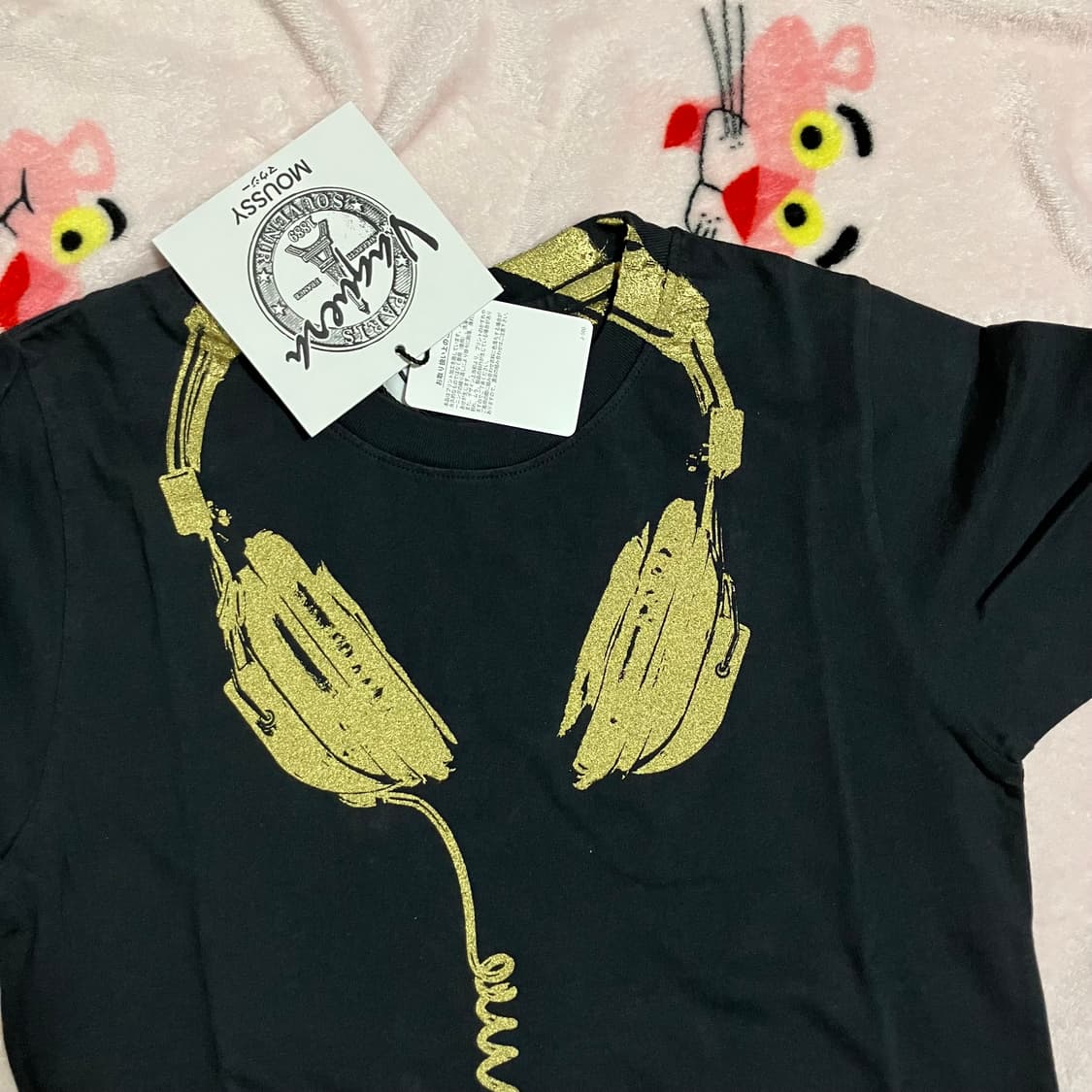 [S] 바퀘라 X Moussy 헤드폰 베이비 티셔츠 블랙 상품이미지5