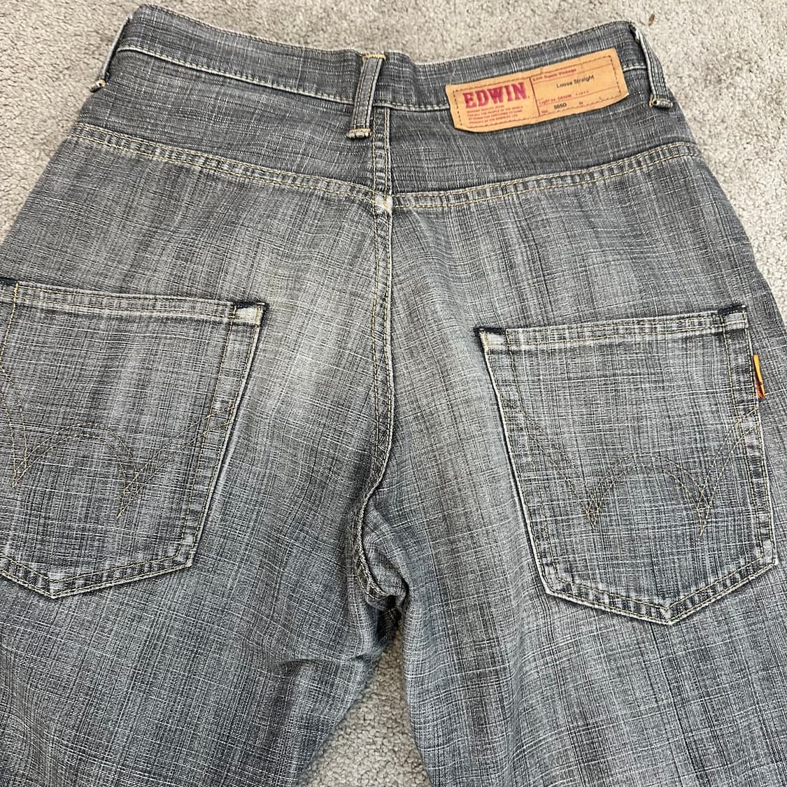 에드윈 505D 흑청 셀비지 루즈 스트레이트 데님 팬츠(28) 상품이미지4