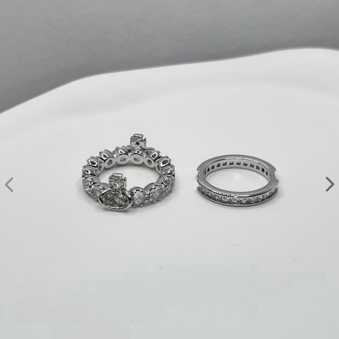 비비안웨스트우드 아카이브 화이트 크리스탈 큐빅 2단링 반지 상품이미지4