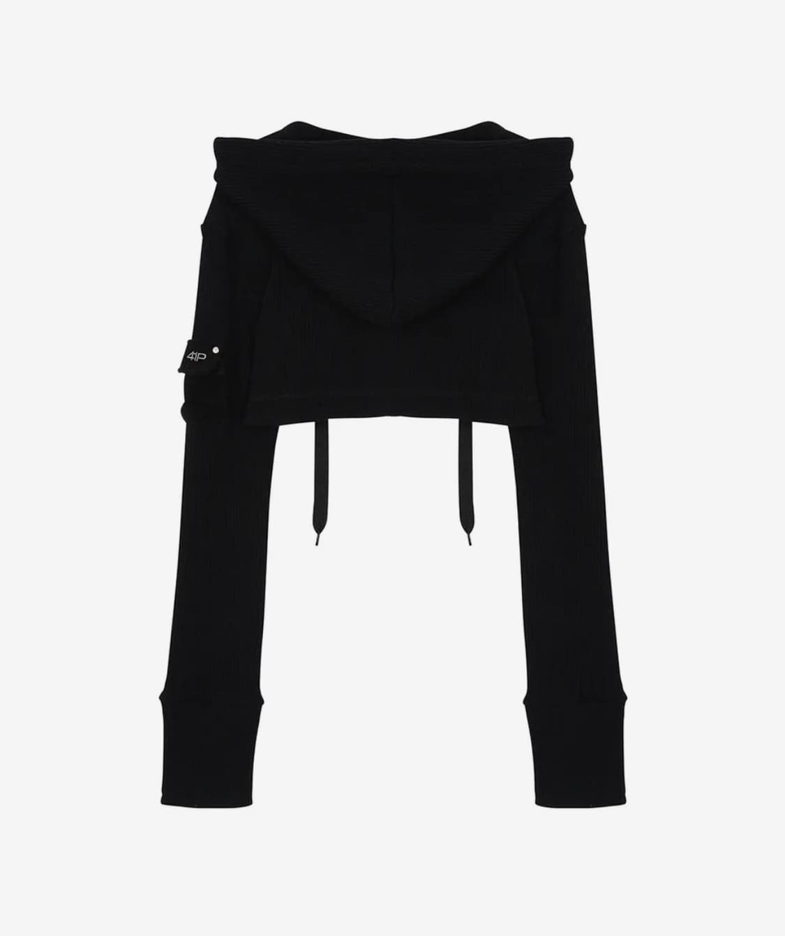 Knit Hoodie Bolero Cardigan / Black 상품이미지3