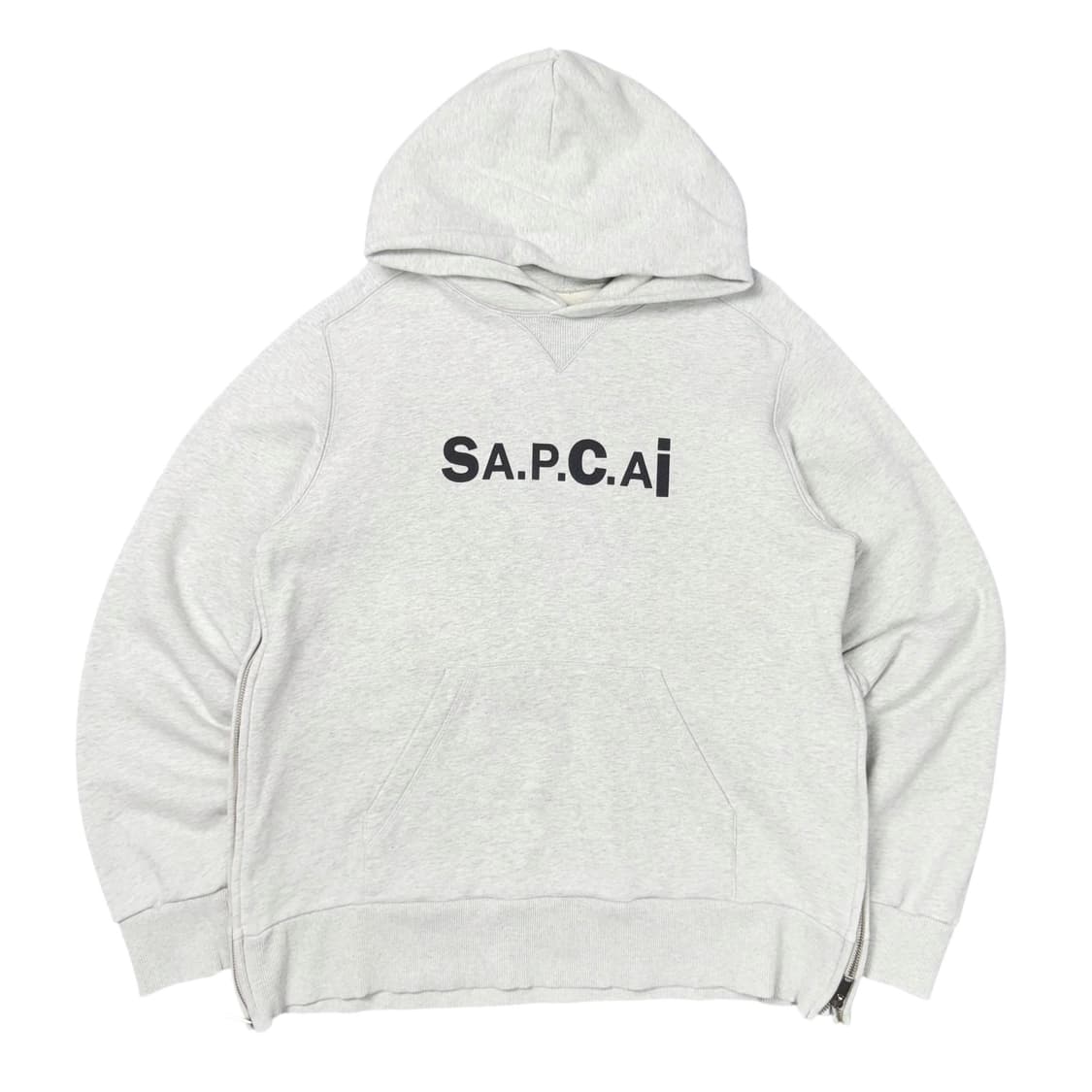 (L) A.P.C. X sacai 아페쎄 사카이 절개 후드티 그레이 상품이미지1