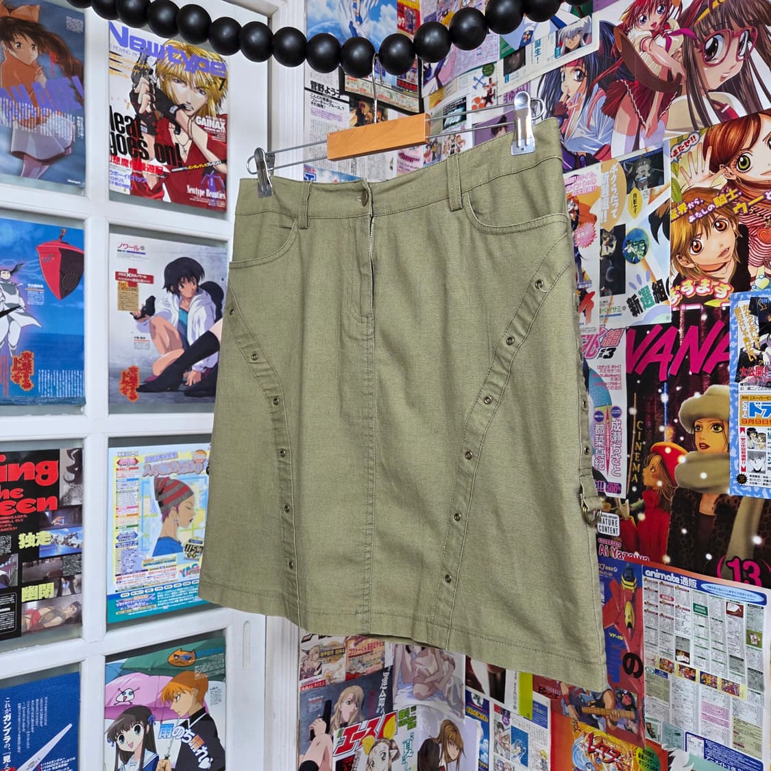 빈티지 카키 아일렛 스커트 상품이미지1