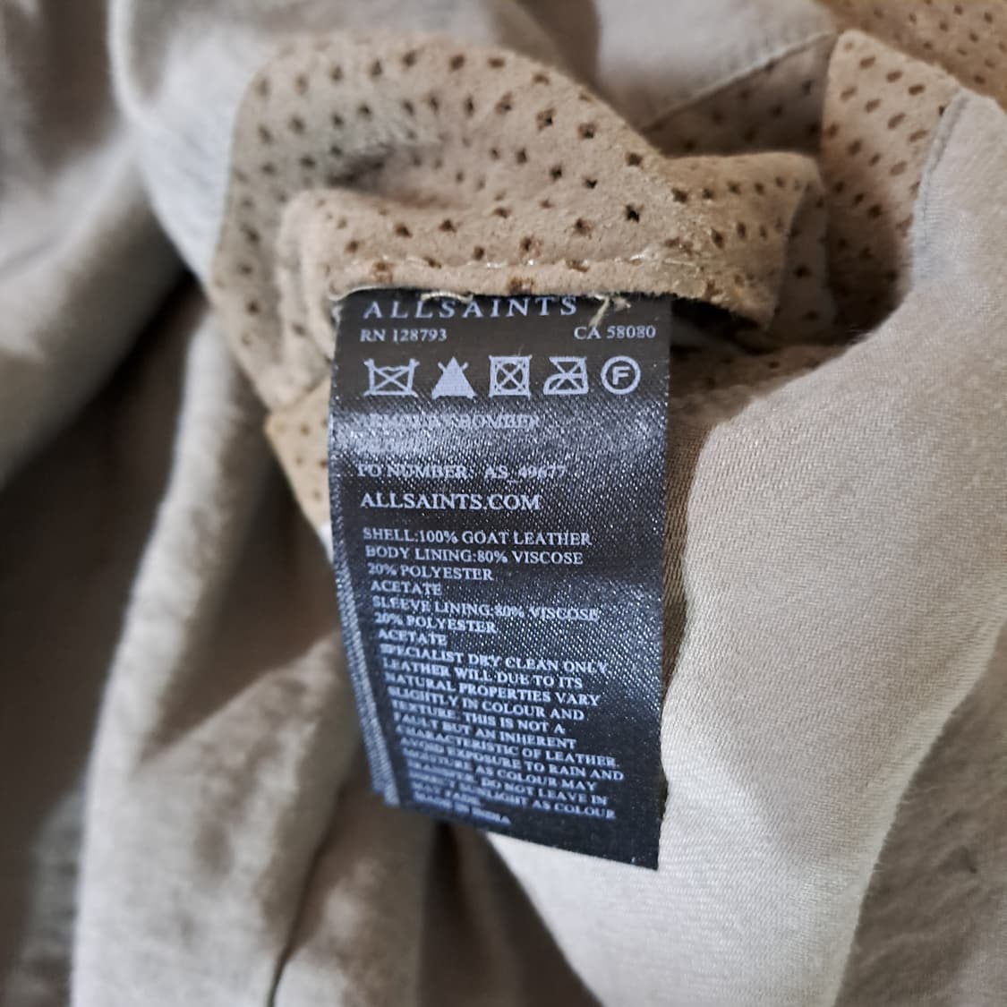 (택포) 올세인츠 고트스킨 펀칭 블루종 95-100 B491 상품이미지8