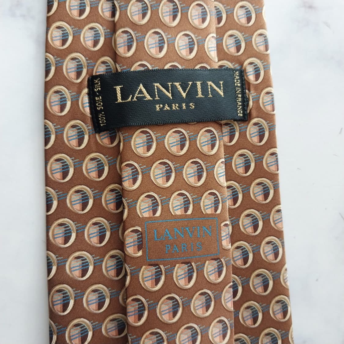 LANVIN 랑방 넥타이 브라운 패턴 9.3cm 새제품 K2140 
 상품이미지7