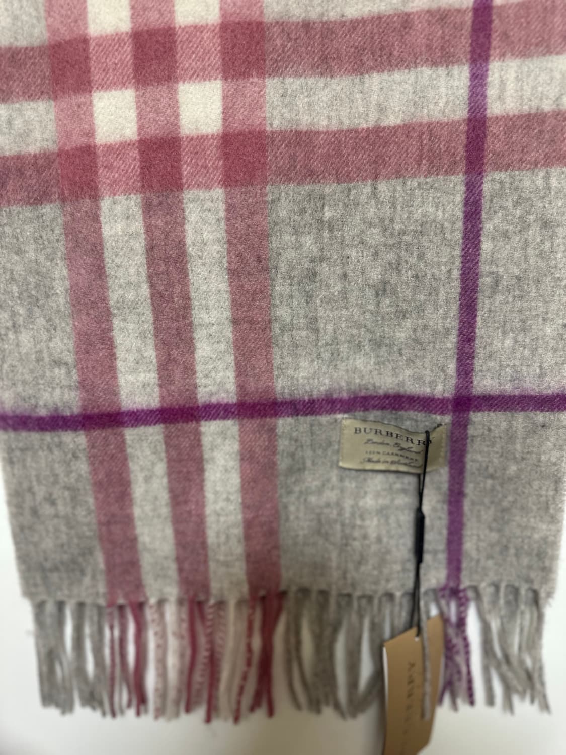 버버리 캐시미어 머플러 그레이/핑크 체크남여공용 상품이미지2