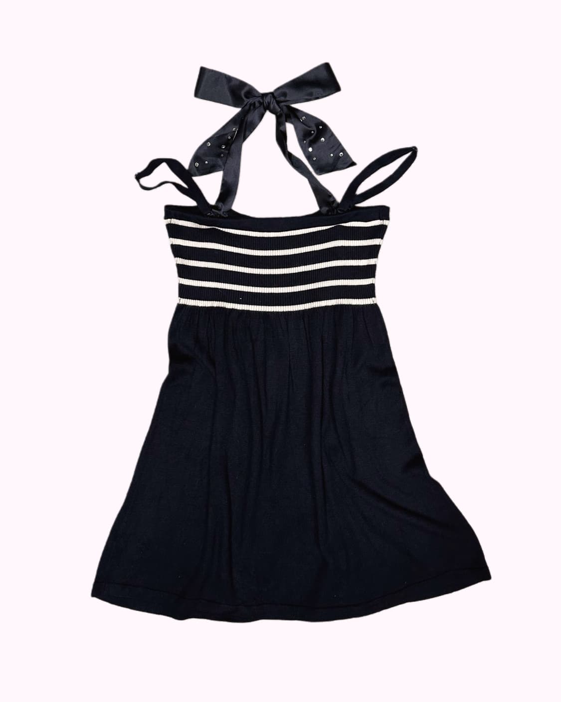 navy knit halter ribbon top 상품이미지4