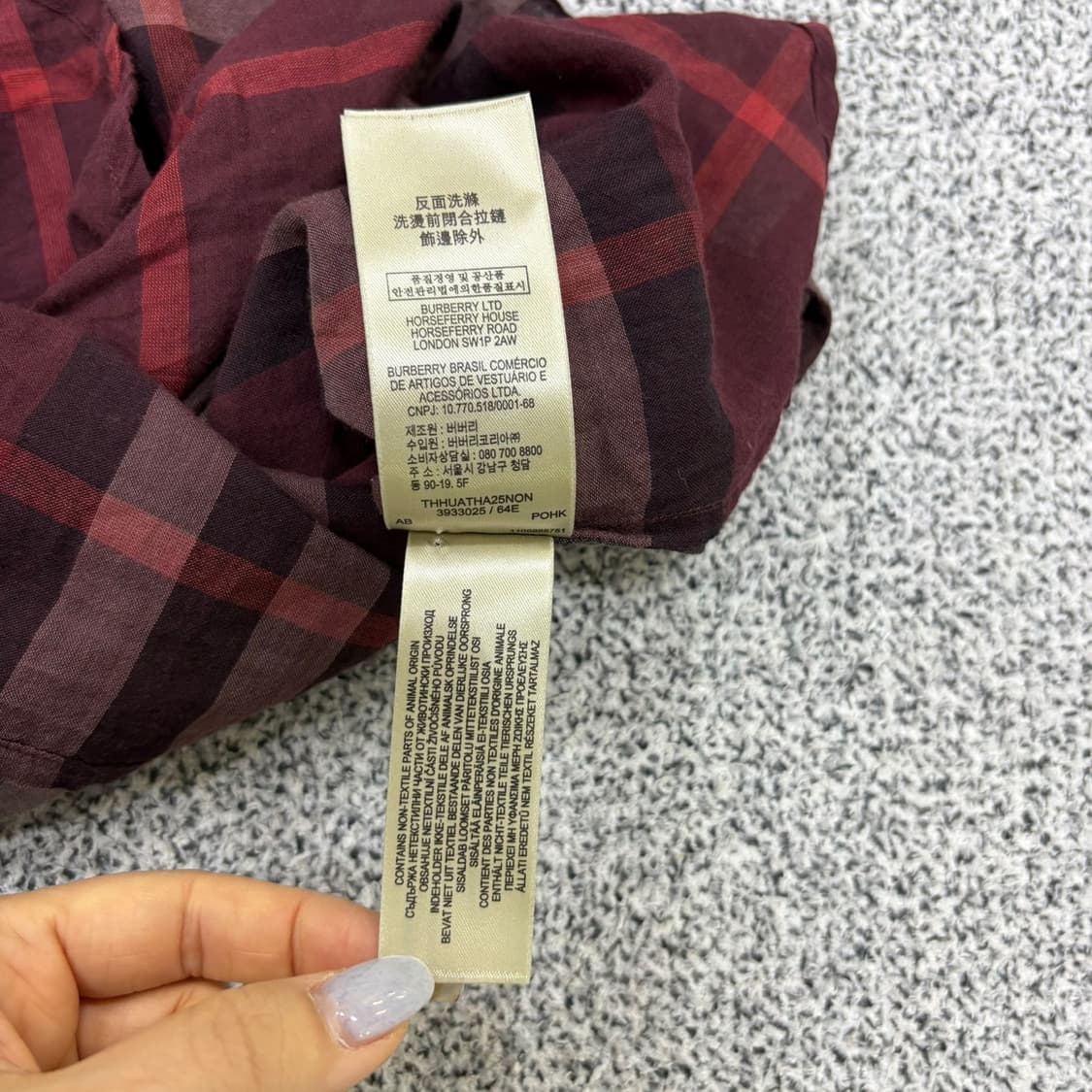 S 버버리 여성 브릿 클래식 체크 셔츠 0324J 상품이미지7