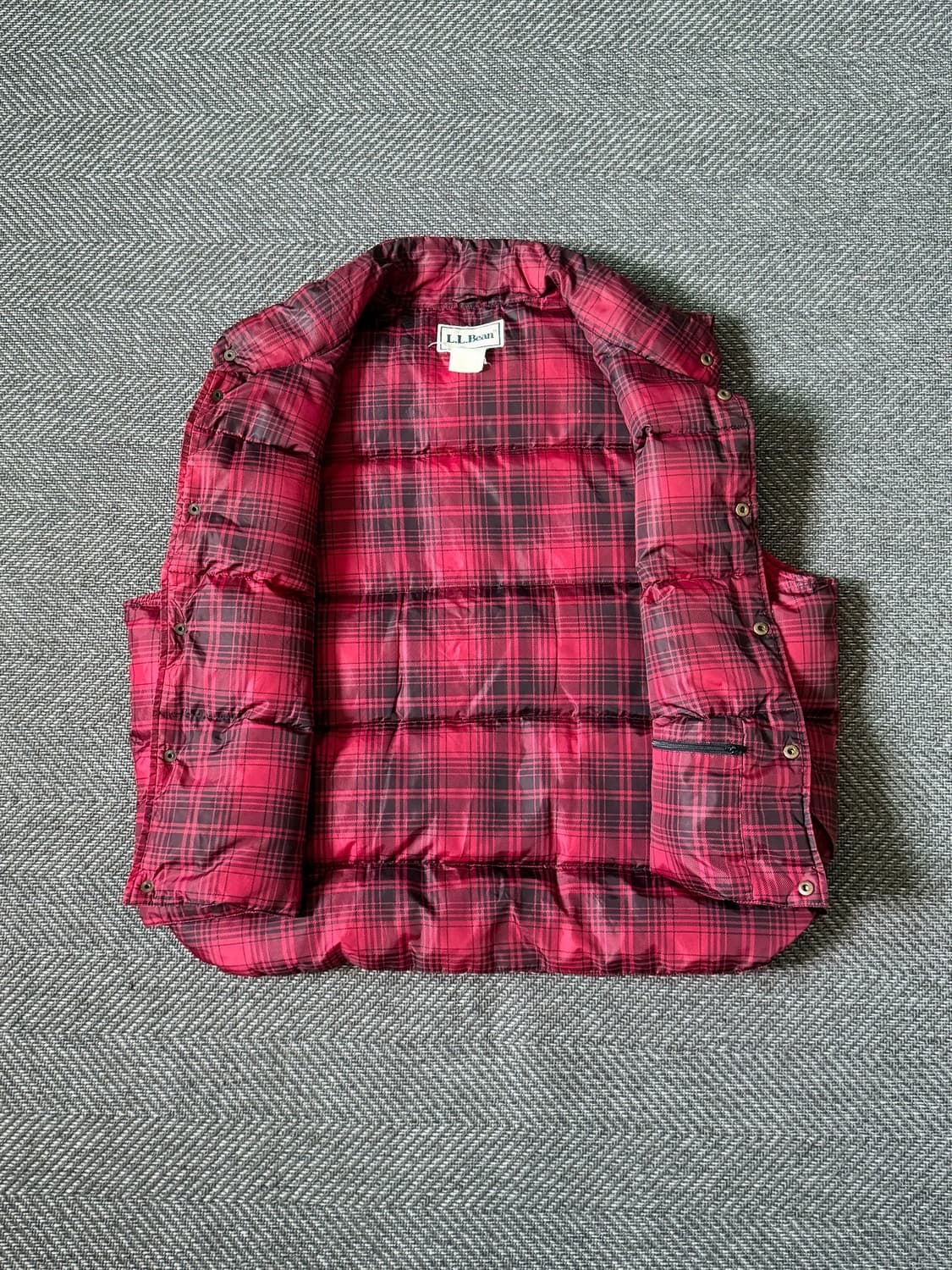 80s 엘엘빈 구스다운 타탄체크 패커블 푸퍼 베스트 (105-110) 상품이미지5