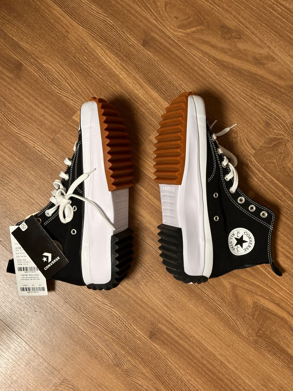 컨버스 런스타 하이크 하이 블랙 화이트 검 새상품 275 상품이미지3