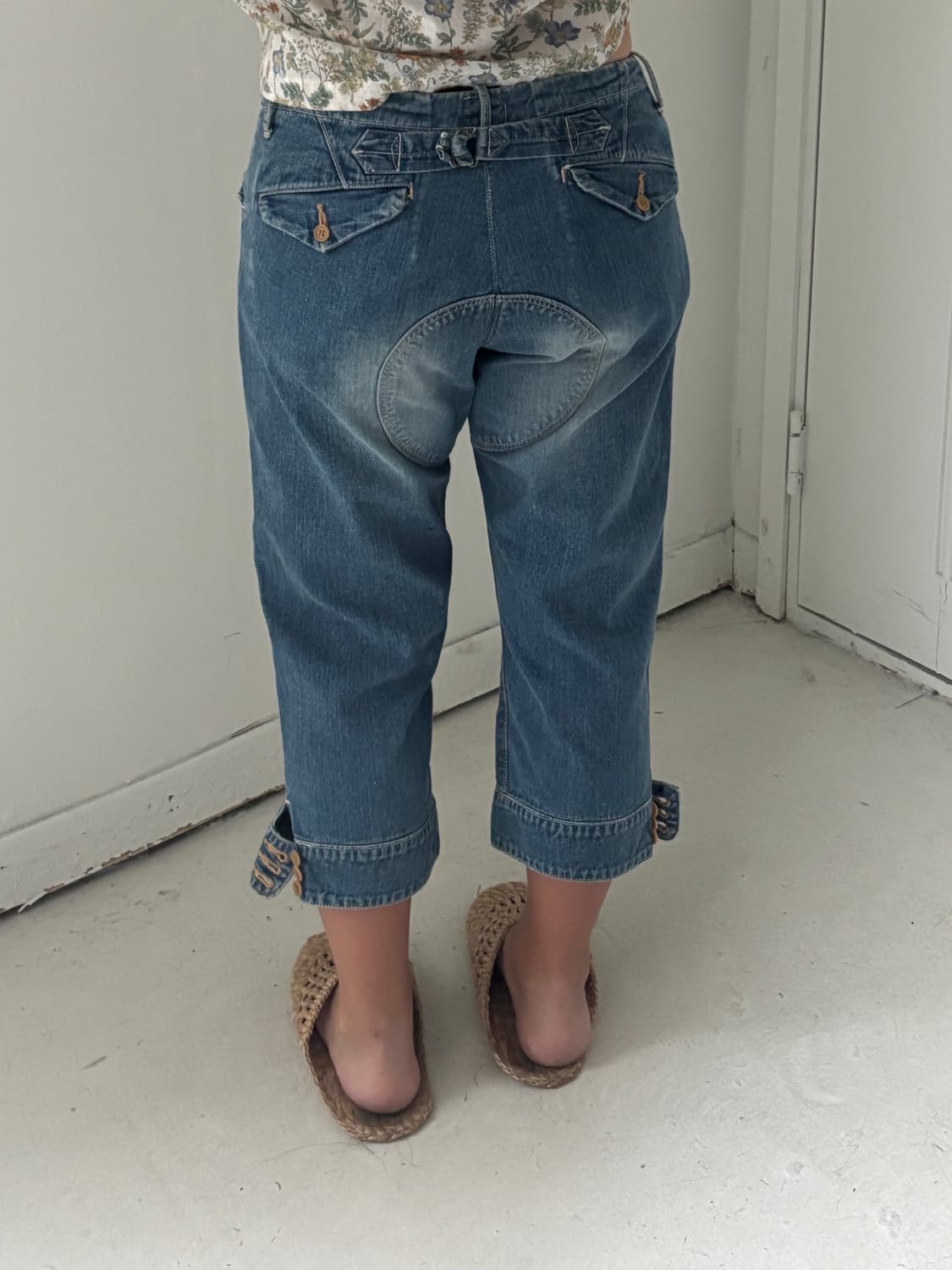 일본빈티지 단추 7부 데님 상품이미지3