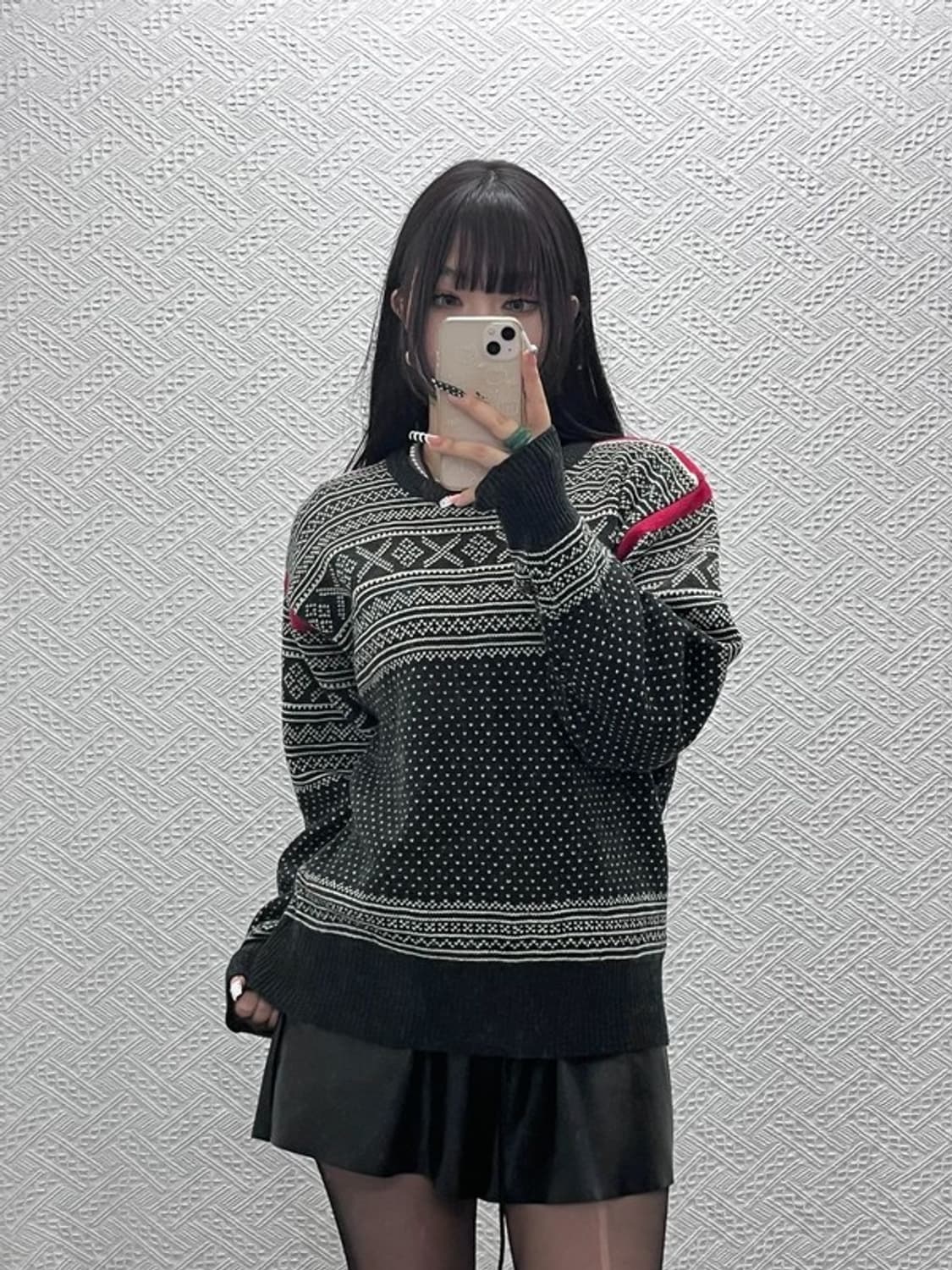 빈티지 히피 에스닉 보헤미안 패턴 뜨개 니트 F C10306 상품이미지2