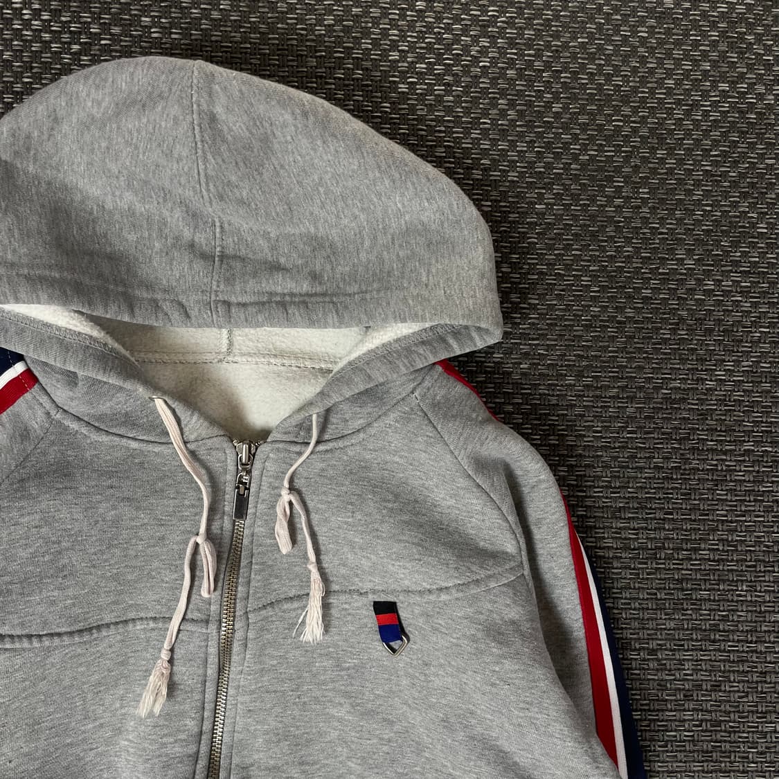 빈티지 그레이 배색 기모 후드집업 상품이미지3