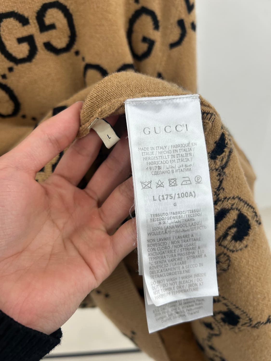(L) 구찌 울 자카드 니트 카멜 상품이미지4