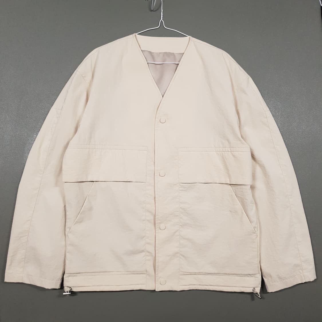 XL) 리버클래시 립스탑 심플 포켓 디테일 컬러리스 점퍼 자켓 베이지 상품이미지2