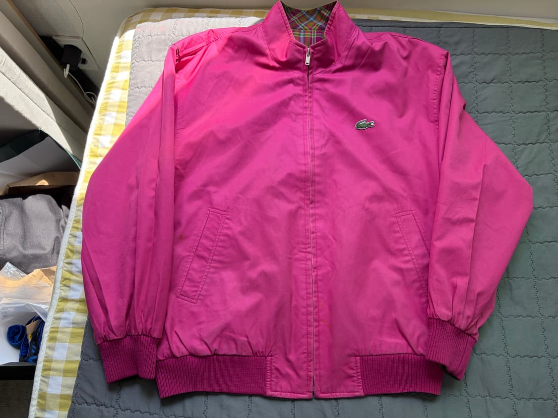[M] 라코스테 리버서블 체크 블루종 자켓 핑크 상품이미지2