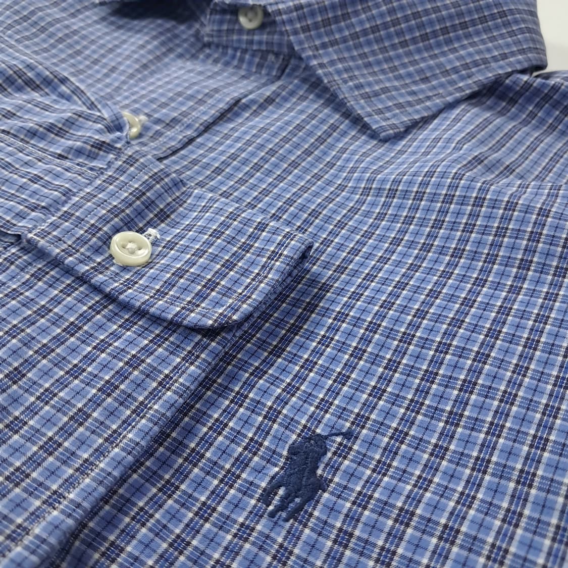 CK789 2XL 폴로 00s 블루 마이크로 타탄체크 셔츠 남방 상품이미지4