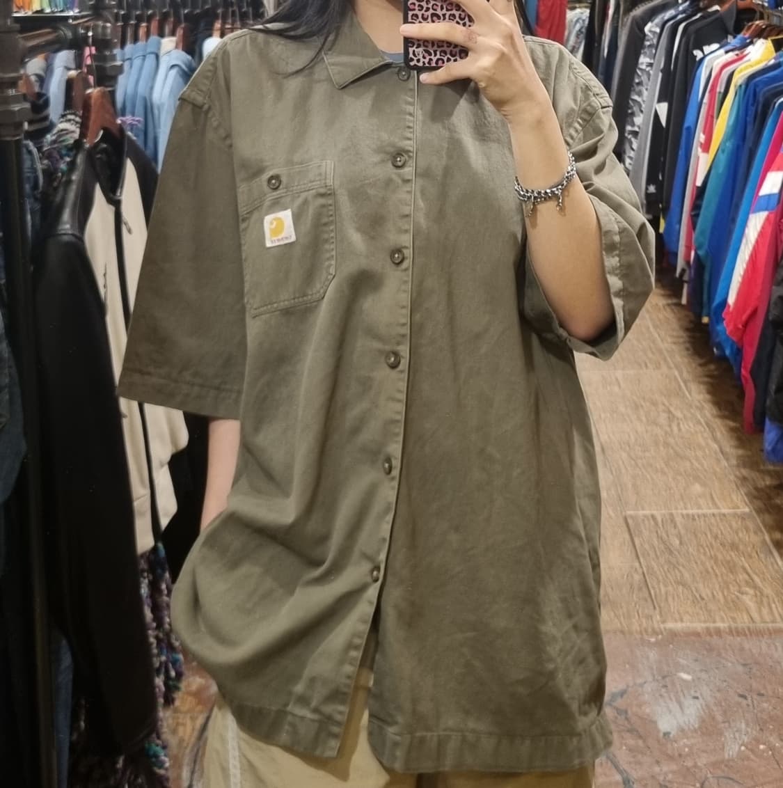 [Hi] 칼하트 반팔 셔츠 카키 상품이미지1