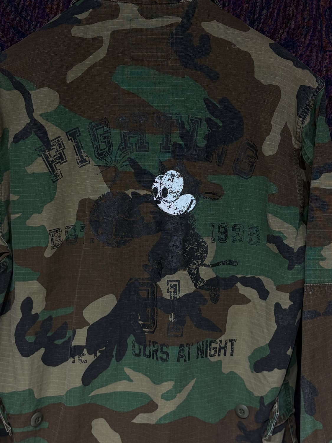 미군 bdu 우드랜드 펠릭스 더 캣 프린팅 커스텀 자켯 상품이미지9