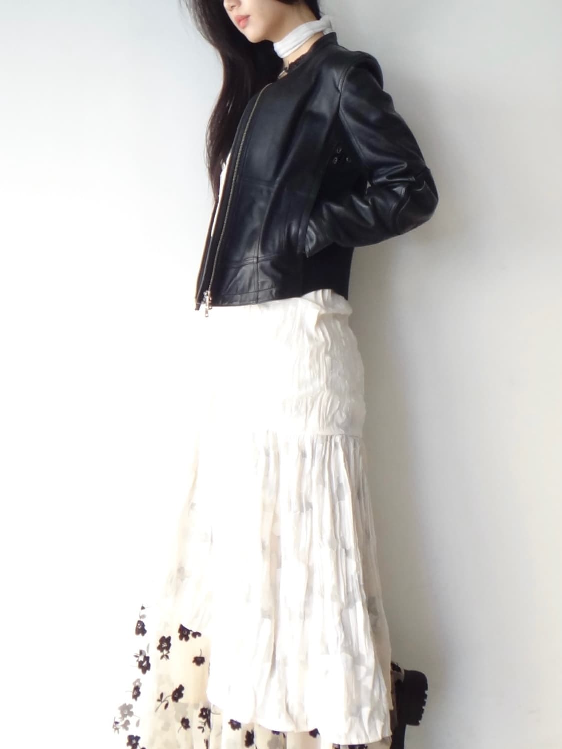 Hole detail buckle leather jacket 상품이미지5