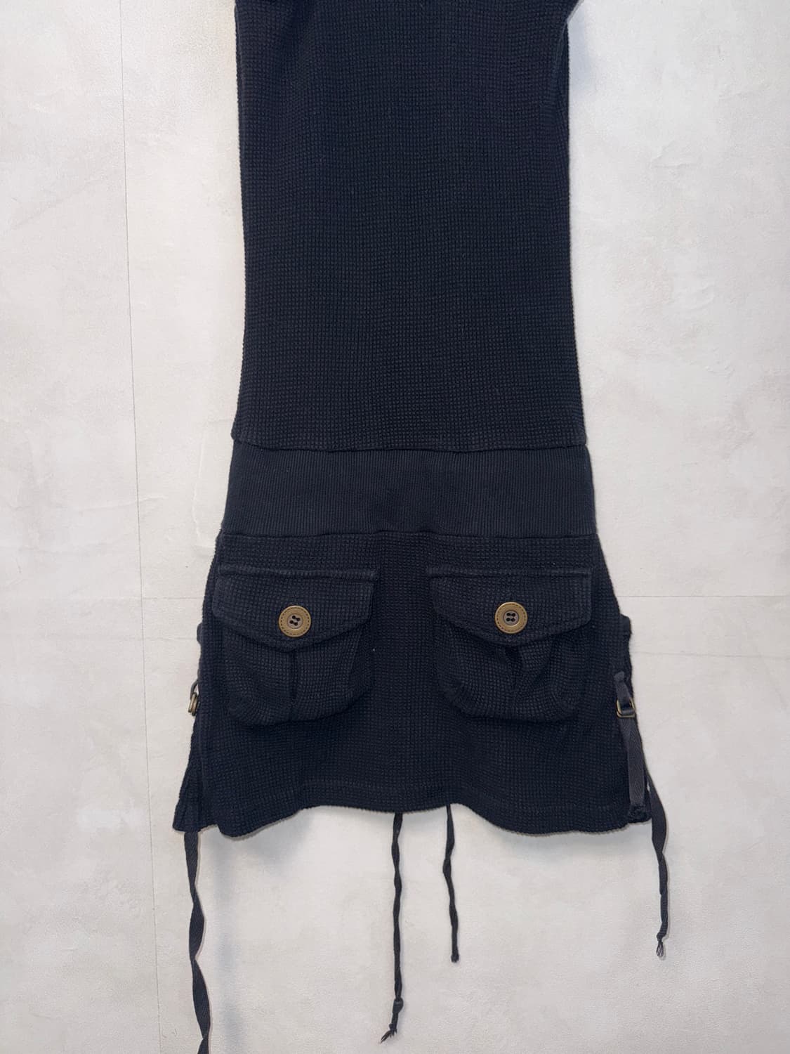 Black waffle knit y2k pocket patch ops 상품이미지6