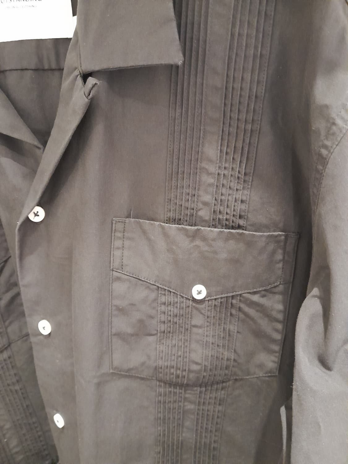 💥아웃스탠딩 오픈카라 셔츠 긴팔 네이비 (3)  상품이미지5