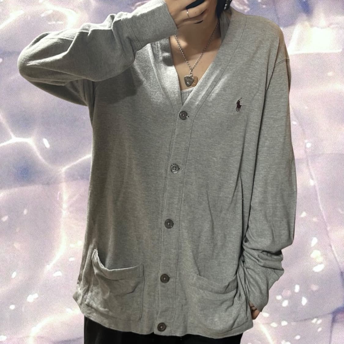 폴로 랄프로렌 오버핏 포켓 니트 가디건 그레이 XL 상품이미지3