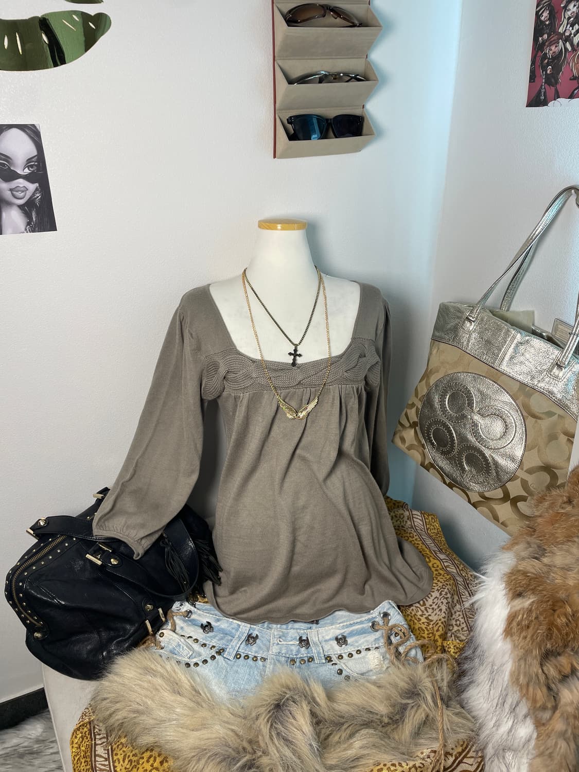 빈티지 베이비돌핏 꽈배기 니트 상품이미지1