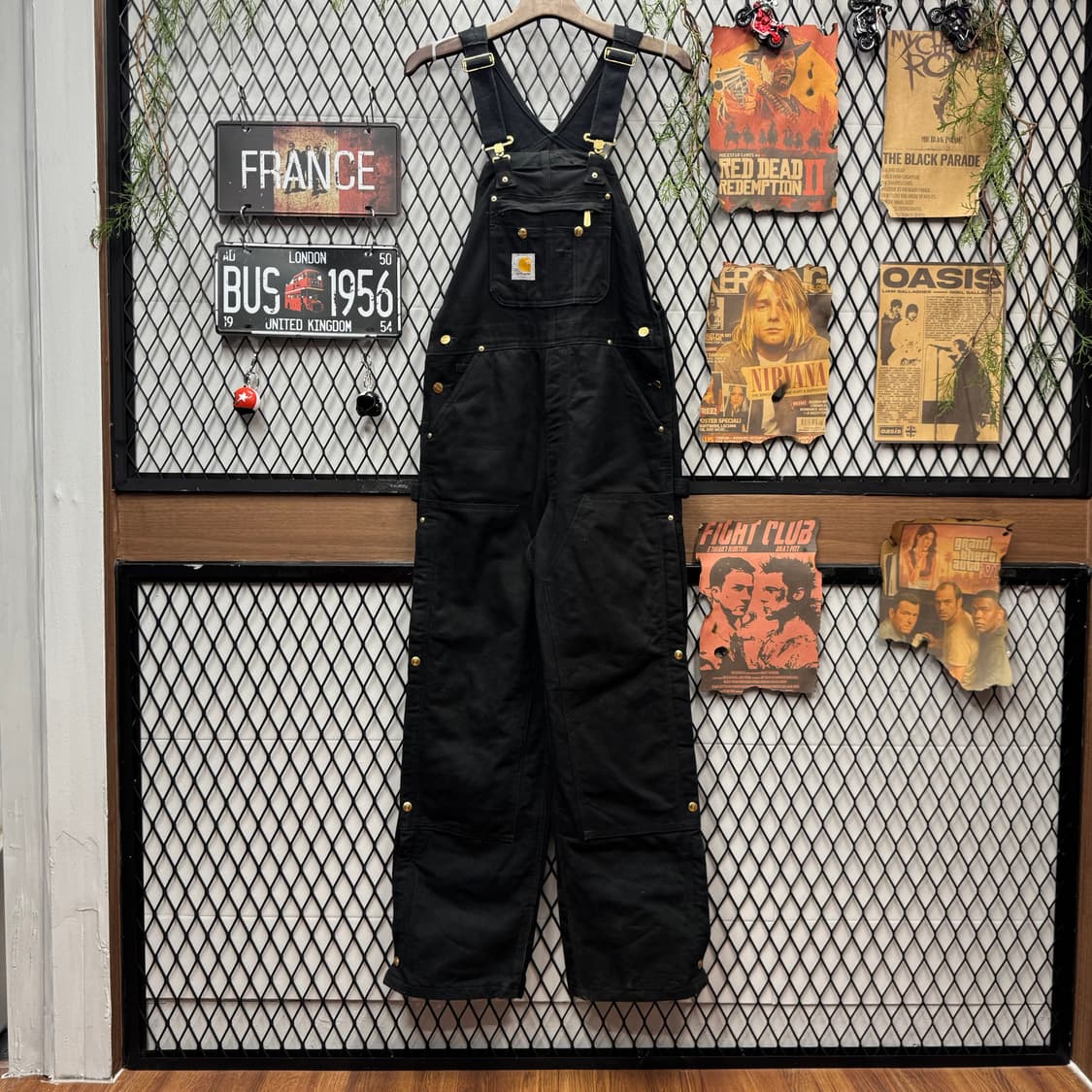 칼하트 오리지널 워크웨어 오버롤 멜빵 더블니 포인트 블랙 상품이미지3