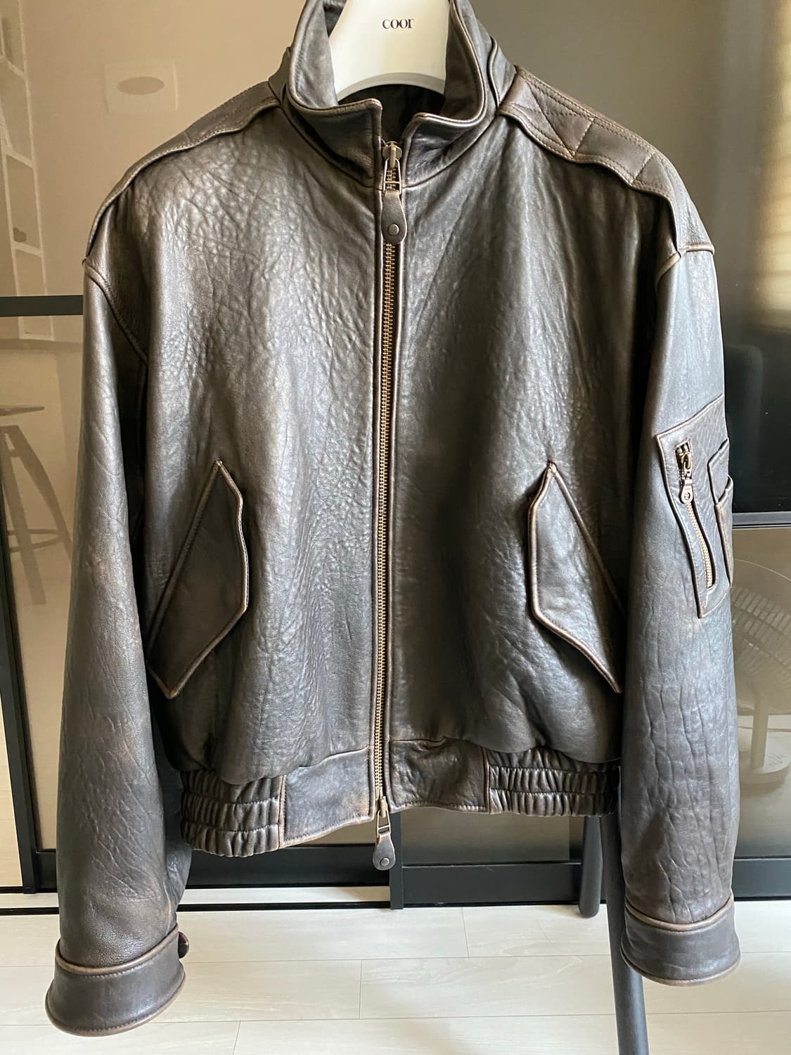 쿠어 빈티지 넥카라 레더 점퍼 Xl 상품이미지2