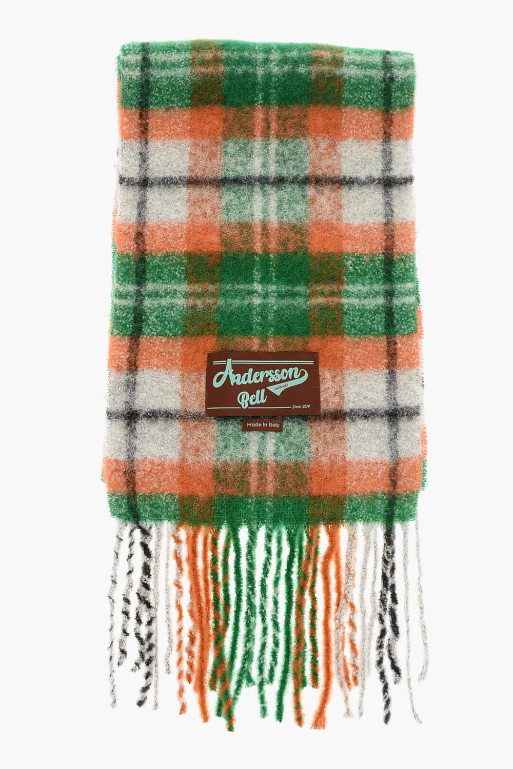 앤더슨벨 빅체크 머플러 그린/오렌지 상품이미지2