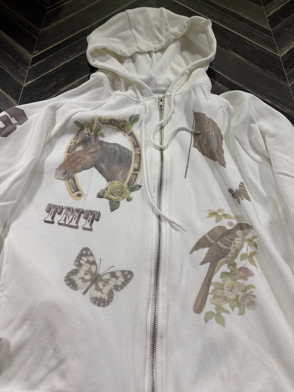 투머치택스 웨스턴 와플 집업 후디 화이트 상품이미지5