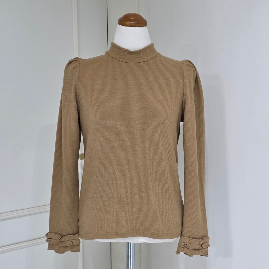 ByeBye 일본빈티지)스나계st 브라운모리걸 로맨틱 프릴퍼프블라우스 상품이미지3