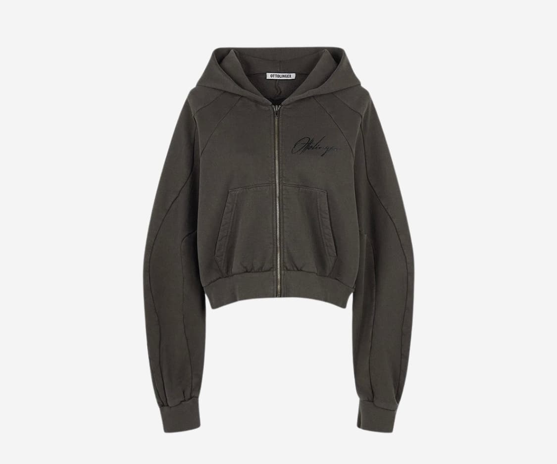 오토링거 우먼 멀티라인 집 후디 다크 브라운 워시 S 상품이미지1