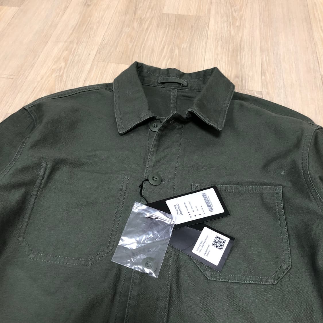 (M) 새상품 무탠다드 코튼 백사틴 초어 워크 자켓 카키 올리브 상품이미지5