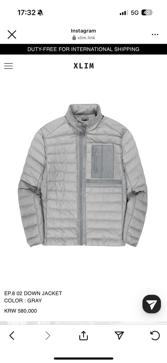 [XL] XLIM EP.8 02 DOWN JACKET GREY 엑슬림 상품이미지1