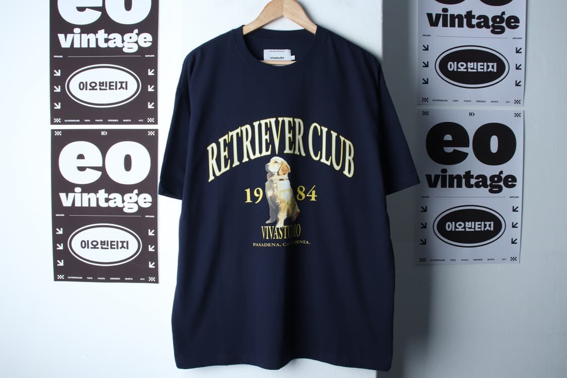 (L-XL) 비바스튜디오 반팔 티셔츠 리트리버클럽 네이비-H32421 상품이미지2