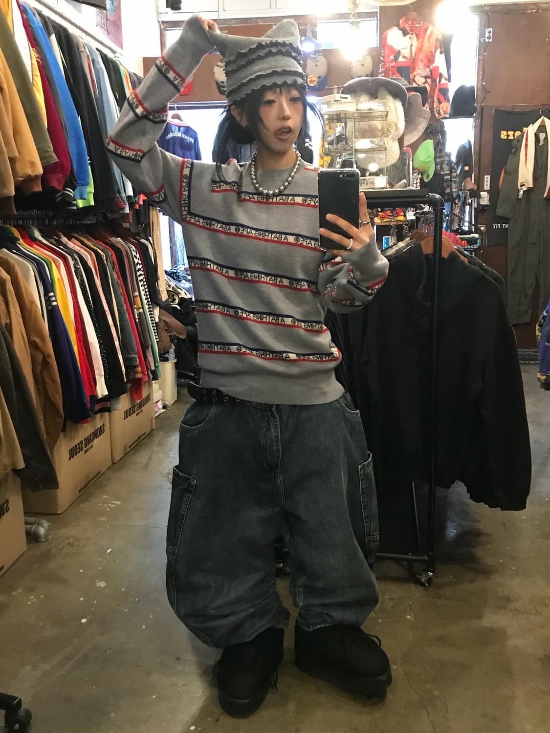 Bape Stripe Logo Knit 상품이미지5