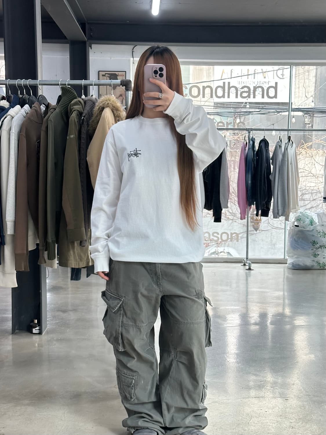 스투시 백로고 롱슬리브 긴팔티 화이트 상품이미지3