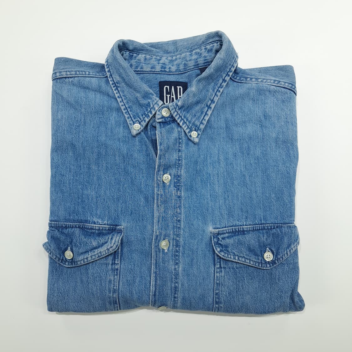 CN783 XL GAP 갭 90s USA 워시드 중청 데님 긴팔 셔츠 상품이미지7