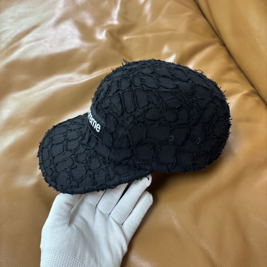 슈프림 캠프캡 모자 박스로고 25ss 프레이드 크록 데님 블랙 상품이미지4