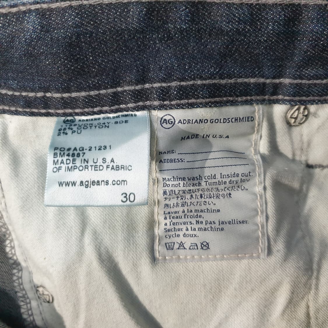 아드리아노 골드슈미드 슬림 스키니 데님 팬츠 30 상품이미지5