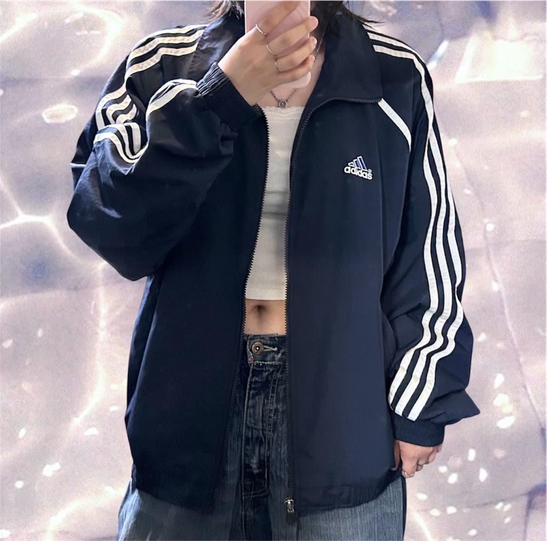 90s 아디다스 올드스쿨 바람막이 트랙 자켓 네이비 XL 105  상품이미지2