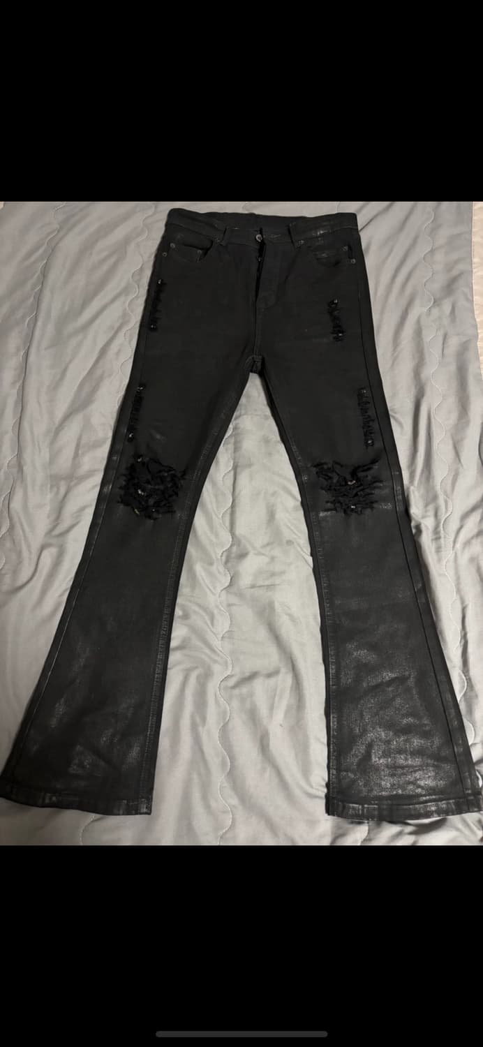 Piercing Waxed Flared Jeans 상품이미지1