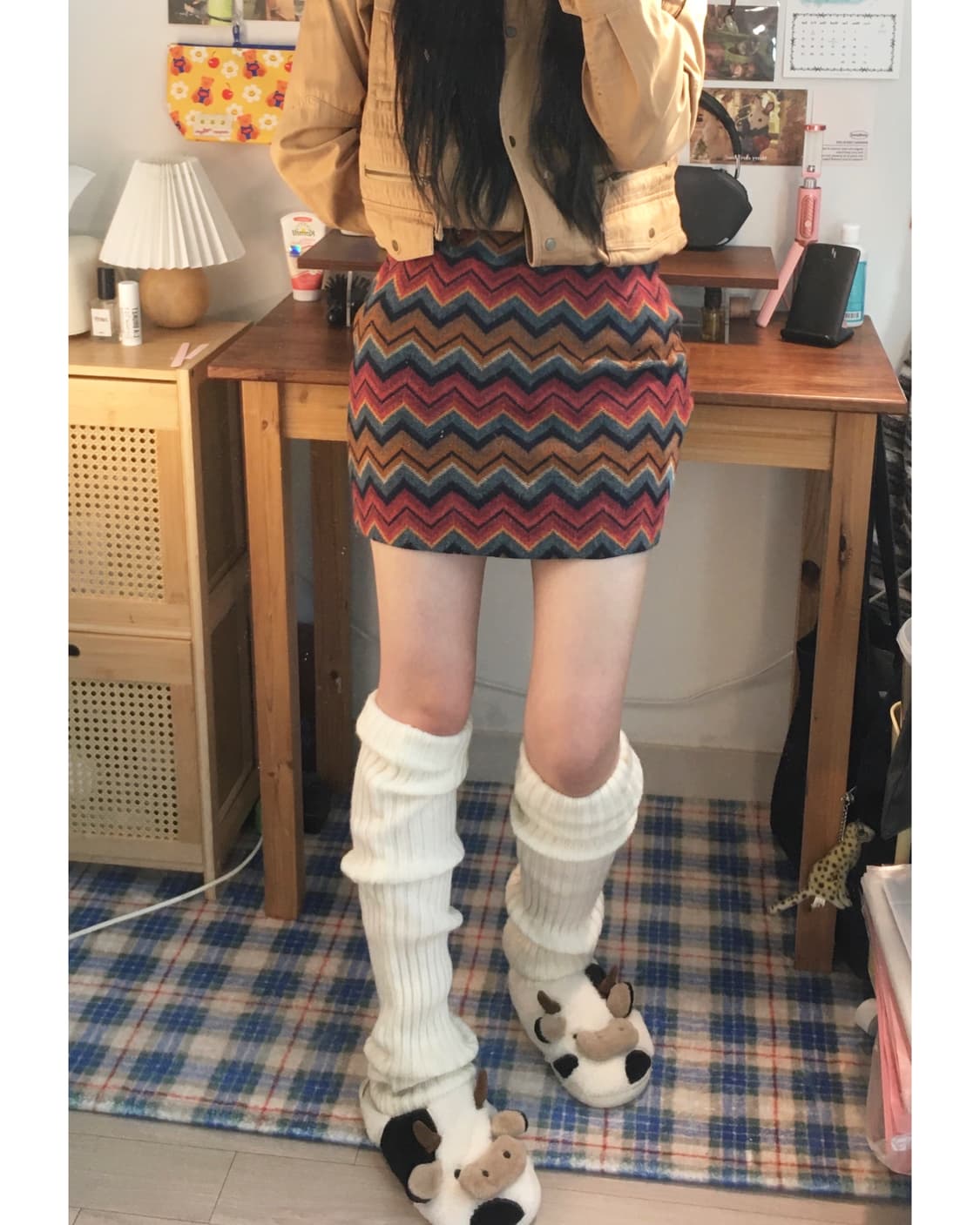 vintage chevron mini skirt orange 상품이미지4