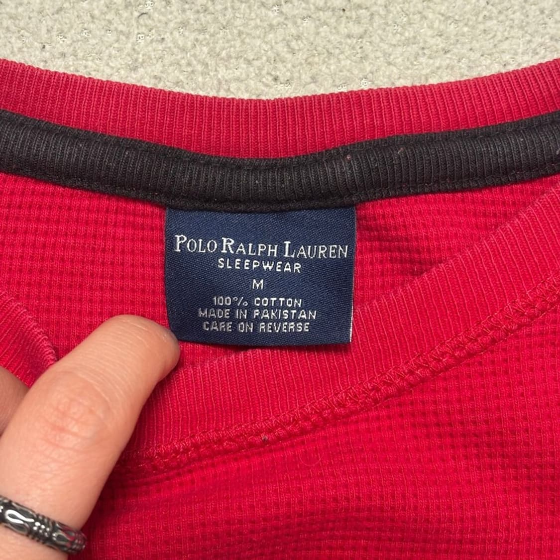 POLO RALPH LAUREN 크루넥 와플 롱슬리브 레드 M 상품이미지4