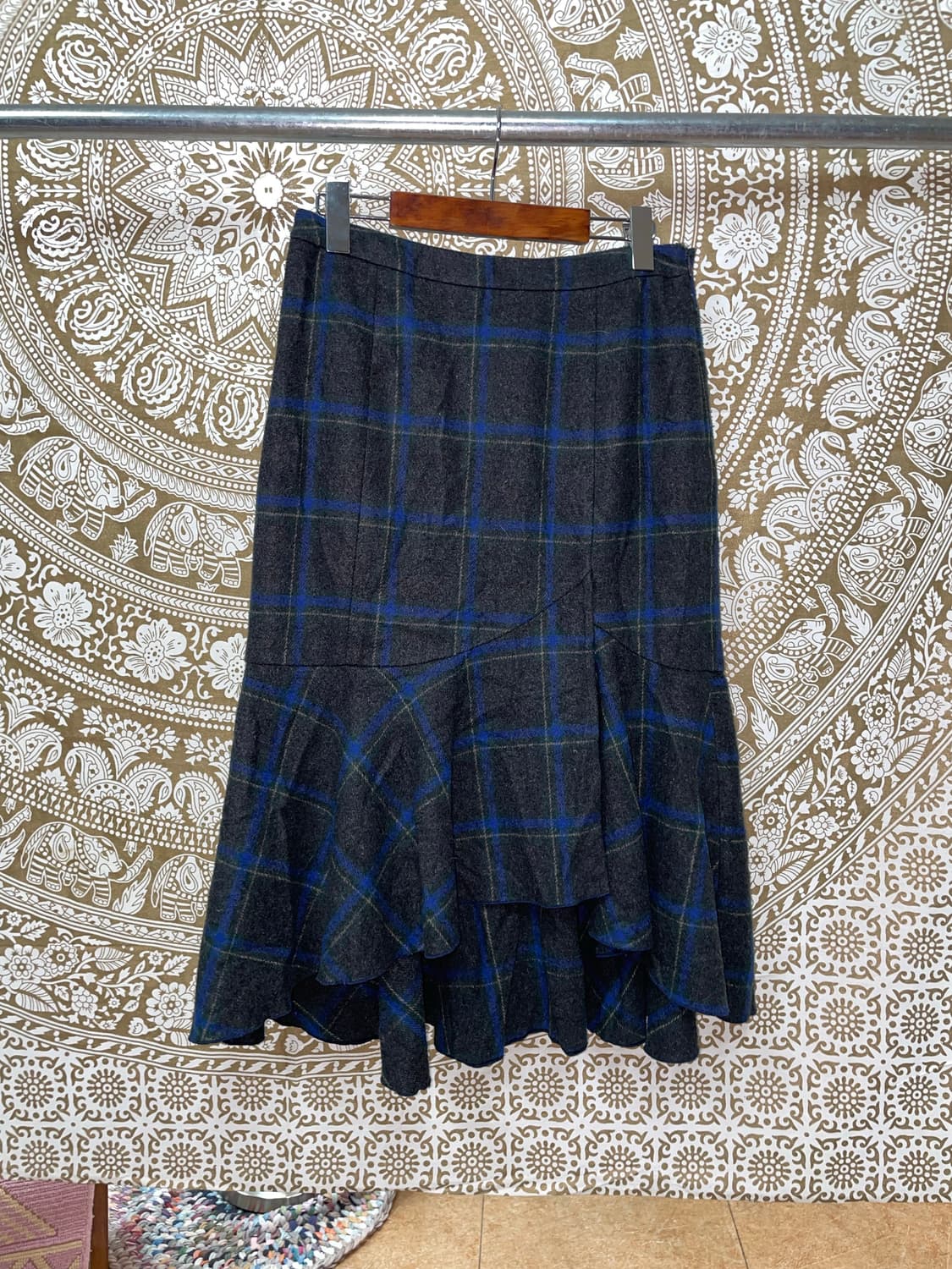 빈티지 여성 체크 모직 프릴스커트  상품이미지3