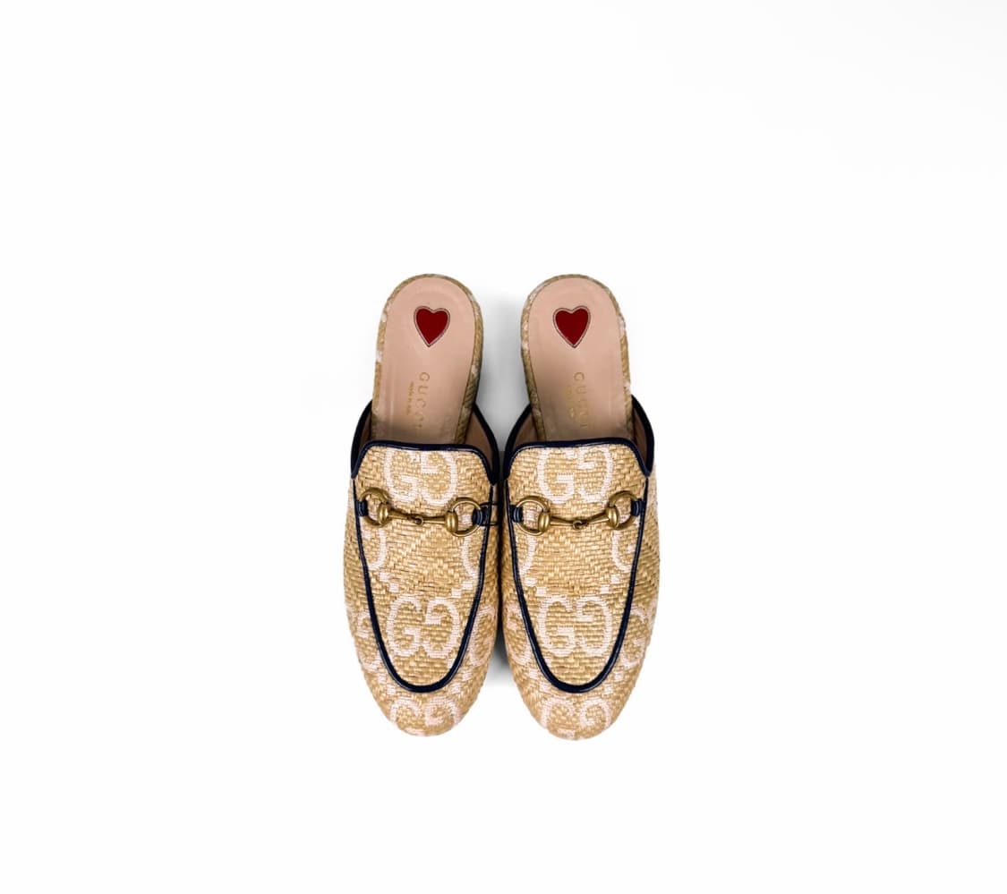 [36] 구찌 여성 프린스타운 GG로고 홀스빗 뮬 블로퍼 슬리퍼 베이지 상품이미지4