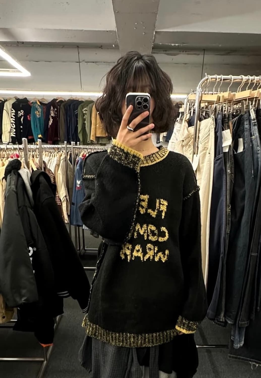 OS)카스타네 빈티지 배색 니트 스웨터 상품이미지1