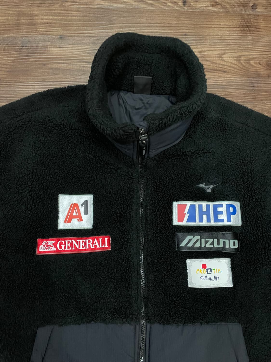 미즈노 MIZUNO 크로 스키 보아 플리스 방풍 패딩 자켓 블랙 상품이미지2