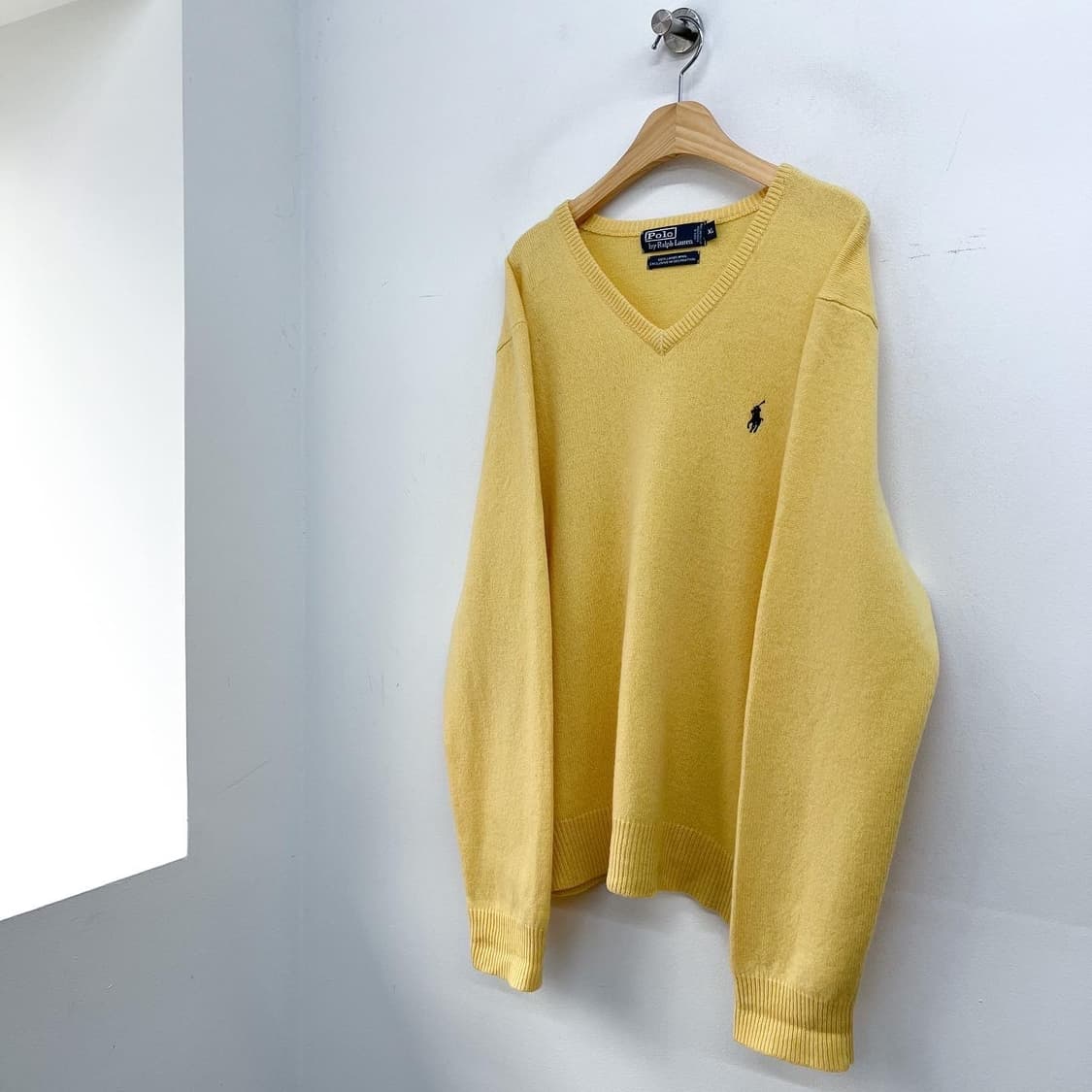 폴로 랄프로렌 기본 포 옐로우 브이넥 울 니트  상품이미지3